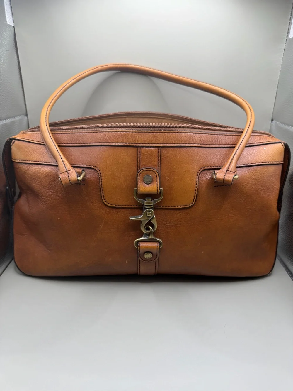 Etienne Aigner Genuine Leather Brown Satchel Shoulder Bag